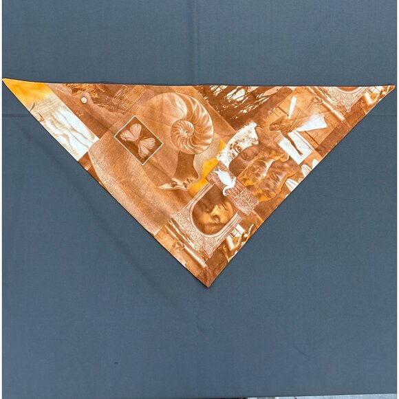 Vintage Art-Inspired Brown & Orange Triangle Scarf - Picture 2 of 4